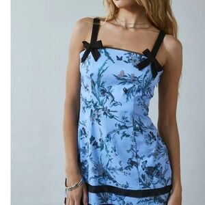 Urban Outfitters Floral Blue Dress with Black Accents NwT